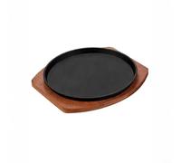 FUANA Sartén redonda de hierro fundido con salvamanteles de madera para restaurante (21cm)