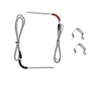 FUANA Sonda de carne de doble aguja compatible con hornos de pellets de gas Weber y Smokefire, sensor de temperatura de repuesto de acero inoxidable con clips para