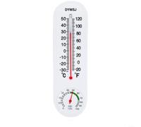FUANA Termómetro higrómetro digital de montaje en pared, medidor preciso de humedad de temperatura interior y exterior con pantalla grande, para diseño sin batería, blanco (A)