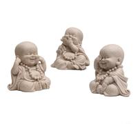 FUBESK Estatua de resina beige Maitreya Buda pequeño monje, estilo arenisca, decoración zen para el hogar y la oficina, adorno de césped pequeño para jardín, figura de escritorio de 13 cm para