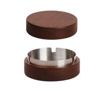 FUBESK Receptáculo de madera con tapa y forro de acero inoxidable, resistente al viento, receptáculo de gran capacidad, uso en casa, oficina, fiesta, robot, accesorio de pieza de aspirador