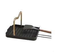 FUBESK Soporte para tapa de olla y cuchara de aluminio antioxidante con revestimiento resistente al calor, base pesada y almohadillas antideslizantes para cocina, soporte para tablet y estante de