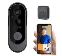 FUBESK Timbre inalámbrico sin suscripción 1080p, WiFi de audio bidireccional, seguridad para el hogar interior y exterior, gris