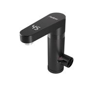 Fudeer Grifo de agua caliente eléctrico de 220 V, grifo de 3,3 kW con calentador de paso para baño, rotación de 120° e indicador digital de temperatura 30-45 ℃, ahorro de energía y seguro (negro)