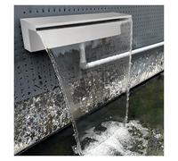 Fuente con Cascada y vertedero. Fuente de Piscina Rectangular de Acero Inoxidable con Conector de tubería y vertedero Tipo Cascada. Fuente de Agua Exterior para jardín, caño de rebosadero pl