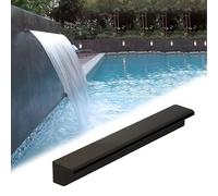 Fuente con Cascada y vertedero. Fuente de Piscina Rectangular de Acero Inoxidable de 122 cm (48 Pulgadas) con Cascada y vertedero, con Conector de tubería y Boquilla de rebosadero Negra para