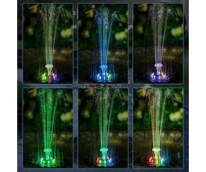 Fuente de agua con bomba solar, fuente de alimentación 2 en 1, luz nocturna que parpadea automáticamente, para jardín, bebedero para pájaros, patio, estanque pequeño
