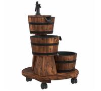 Fuente De Agua Con Bomba Y Ruedas Madera De Abeto 55x55x80 Cm Vidaxl