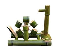 Fuente de agua de bambú hecha a mano con bomba, elemento decorativo de agua en movimiento estilo zen feng shui, fuente de jardín exterior, decoración paisajística con agua circulante, para estanque, a
