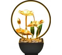 Fuente de agua de mesa con forma de hojas de loto, iluminación LED, 28 cm, decoración zen