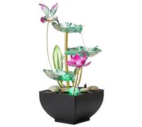 Fuente de Agua de Mesa, diseño de Hoja de 3 Niveles con Luces - Cascada de Escritorio Interior para el hogar, Oficina, Dormitorio(Style2)