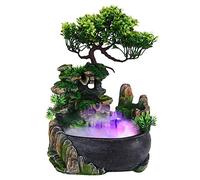 Fuente de Agua de Sobremesa con Humidificador de Cascada, Resina, 20 x 20 x 13 cm, Decoración de Oficina, 220V