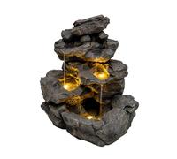 Fuente de Agua Exterior Eléctrica Efecto Roca con Luz LED, Cascada Decorativa Grande para Jardín y Patio, Bomba Silenciosa, Estilo Natural - Rustic Rapids