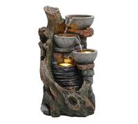 Fuente de Agua Exterior Eléctrica Rústica con 5 Luces LED, Cascada Decorativa Efecto Piedra y Madera para Jardín, Patio o Terraza, IP44 - Rustic Brook