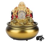 Fuente de Agua LED con Bola giratoria, Adorno de Cascada de Resina, Fuente de Escritorio Interior para decoración de Sala de Estar, Oficina en casa, diseño de Dios de la Riqueza, (13037 Oro Enchufe