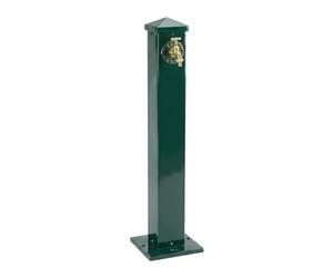 Fuente de Agua Relaxdays, Cuadrada, diseño Antiguo, con Grifo, Verde | Conexión de 3/4 de pulgada, fuente de jardín de pie, 91 cm
