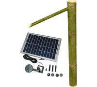 Fuente de agua solar, fuente de jardín de bambú natural resistente a las grietas, fuente de agua estilo zen Feng Shui, decoración de agua corriente para exteriores, para céspedes, jardines y patios tr