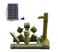 Fuente de bambú artesanal independiente con bomba solar, elemento acuático mecedor estilo zen Feng Shui, decoración con circulación de agua, para estanque, abrevadero de piedra, pecera, patio trasero,