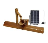 Fuente de bambú, elemento acuático estilo zen feng shui, adorno de jardín natural resistente a las grietas, fuente circulante alimentada por energía solar, decoración paisajística para patio y estanqu