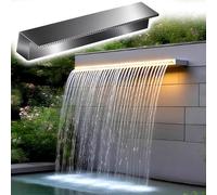 Fuente de Cascada de Alta Resistencia con aspas - Cortina de Agua de Pared de Acero Inoxidable de 150 cm, Kit de Fuente de Agua Exterior y vertedero para Estanque para decoración de jardín.