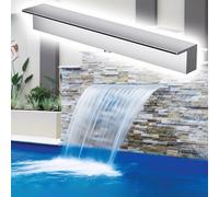 Fuente de Cascada Personalizable de Acero Inoxidable con Tubo Flexible y Conector, Cascada de 155 cm para Estanque, Patio y rocalla de jardín - Elegante Salida de rebosadero (Plateada, 155 c