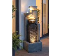 Fuente de Hierro Forjado de la Marca Gran Fuente, Iluminación LED y Cascada de Agua, Decoración de Jardín
