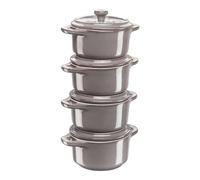 Fuente de horno, 10 cm, juego de 4 piezas, gris, cerámica, Staub