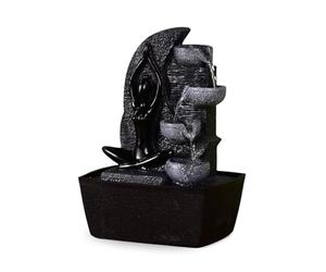 Fuente de Interior Cascada 4 Niveles Pared de Agua Roca, Fuente Zen Mujer Yoga Luz LED Colorido, Decoración Ambiente Relajante Meditación, Fuente de Mesa Decorativa, H 25cm - Yama Zen'Light