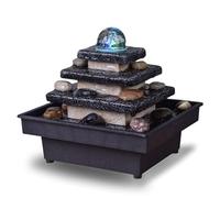 Fuente de Interior Cascada Escalera Templo Luz Colorida, Decoración de Hogar Zen Relajante Salón, Dormitorio, Oficina, Fuente de Mesa Decorativa, Idea Regalo, H 18x20x18 cm - Eka Zen'Light