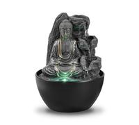 Fuente de Interior de Buda Relajante - Fuente Cascade - Decoración Zen Feng Shui - Idea de Regalo Elegante y útil - Fuente de Mesa con luz LED - 18 cm - Revata Zen'Light