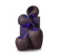 Fuente de Interior en Cascada de 4 Niveles con Efecto Piedra Natural y Luz LED de Color, Decoración Zen y Elegante para el Hogar, Fuente de Mesa, Idea de Regalo Excepcional, H 25cm - Luba Zen’Light