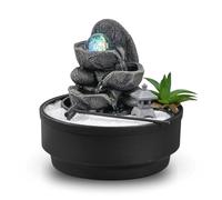 Fuente de Interior Jardín Zen, Bola de Cristal Luminosa de Rotación, LED Colorido, Decoración Ambiente Relajante, Jardín Zen Arena Blanco, Fuente de Mesa Circuito Cerrado, H21 cm - Bogotá Zen'Light