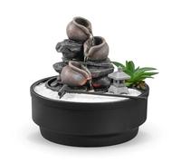 Fuente de Interior Jardín Zen, Fuente Cascada Jarra, Luz LED Colorida, Decoración Ambiente Relajante, Jardín Zen Arena Blanco, Fuente de Mesa Circuito Cerrado, H21 cm - Oasis Zen'Light