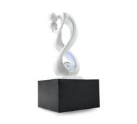 Fuente de Interior Moderna con luz LED Colorida - Escultura Amante Desmontable - Decoración Interior contemporánea - Circuito Cerrado Bola de rotación - Moro, Blanco/Negro, Zen Light, 14 x 14 x 31 cm