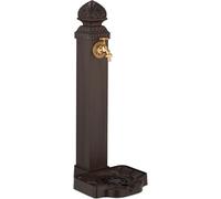 Fuente de jardín antigua, de estilo columna, con grifo y lavabo, de 77 cm de altura