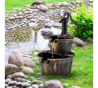 Fuente de jardín con bomba de agua. Fuente de agua rústica en cascada, dimensiones: 45,5 x 41 x 68 cm