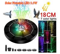 Fuente de luz LED de 3,5 W, fuente de luz Solar de 7 colores, fuente giratoria con 6 boquillas, bomba de agua, decoración de jardín para baño de pájaros al aire libre 3.5W Colorful LED