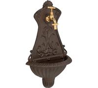 Relaxdays Fuente de pared decorativa marrón oscuro,oro