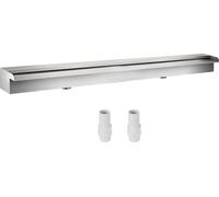 Fuente decorativa de acero inoxidable con diseño de cascada, ideal para estanques de jardín, uso interior y exterior. Dimensiones: 150 cm x 11,5 cm x 7,9 cm