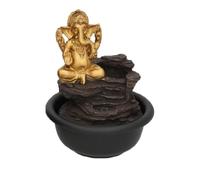 Fuente Decorativa Ganesha, Estilo Zen, Base de Cerámica Negra con Cascada y Figura Dorada, Decoración para Hogar y Oficina