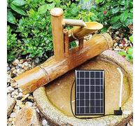 Fuente solar de bambú con bomba, elemento acuático estilo zen Feng Shui, adorno de agua de bambú independiente, decoración de fuente de jardín circulante, cascada exterior para estanque, patio trasero