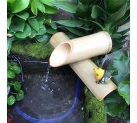 Fuente solar de bambú hecha a mano con bomba, fuente de agua independiente estilo zen feng shui, decoración exterior para jardín japonés, ideal para estanques, abrevaderos de piedra, balcones, patios