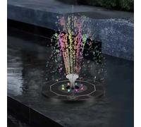 Fuente Solar Flotante con Bomba y Batería de Respaldo, Luces Nocturnas de 7 Colores, Decoración para Estanques de Peces Pequeños
