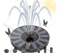 Fuente solar flotante Unyqoos® para jardín y estanque: potencia de 1,4 W, se activa en 3 segundos, 6 patrones de rociado, altura de 30-60 cm, módulo solar de Ø16 cm, laminado de PET