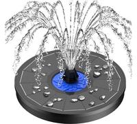 Fuente solar mejorada con panel de vidrio del 100%, 35 W de potencia solar, 7 boquillas y 4 elementos de sujeción. Fuente solar para bebederos de pájaros, estanque, acuario y jardín. No requiere bater