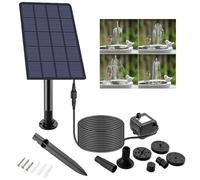 Fuente solar para baño de pájaros, bomba de agua solar de 2.5 W, fuente de baño de pájaros con 4 boquillas y cable de alimentación de 3 m, para estanque pequeño, fuente, baño de pájaros, jardín (2.5 W