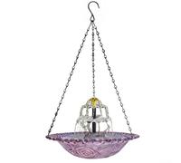 Fuente solar para pájaros flotante para jardín al aire libre con 4 cabezales de pulverización, diseño de metal de plástico para decoración de patio trasero, 23,5 x 45 cm (morado)