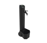 Fuente y cubo de exterior de color negro con capacidad de 5 litros, con recogedor de hojas de aluminio. doble conexión de agua en el lateral y en el fondo. fabricado en polietileno de alta resistencia