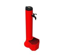 Fuente y cubo de exterior de color rojo con 5 litros de capacidad, rejilla recogehojas de aluminio doble conexión de agua en el lateral y en el fondo. fabricado en polietileno de alta resistencia. gri