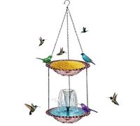 Fuentes Solares para Baño de Pájaros Bandeja de alimentación y aspersor | Bebedero para aves solarizado para Patio Jardín Piscina Terraza Hogar Paisajismo